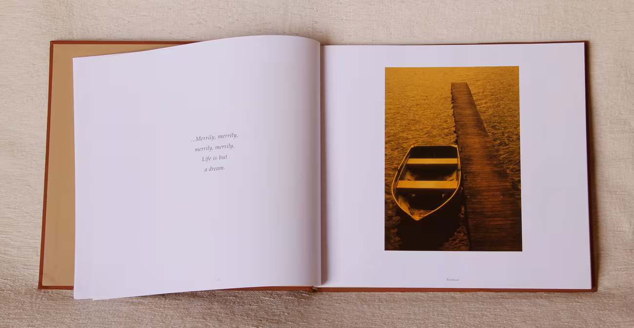 A Turning Point spread — row boat at the dock