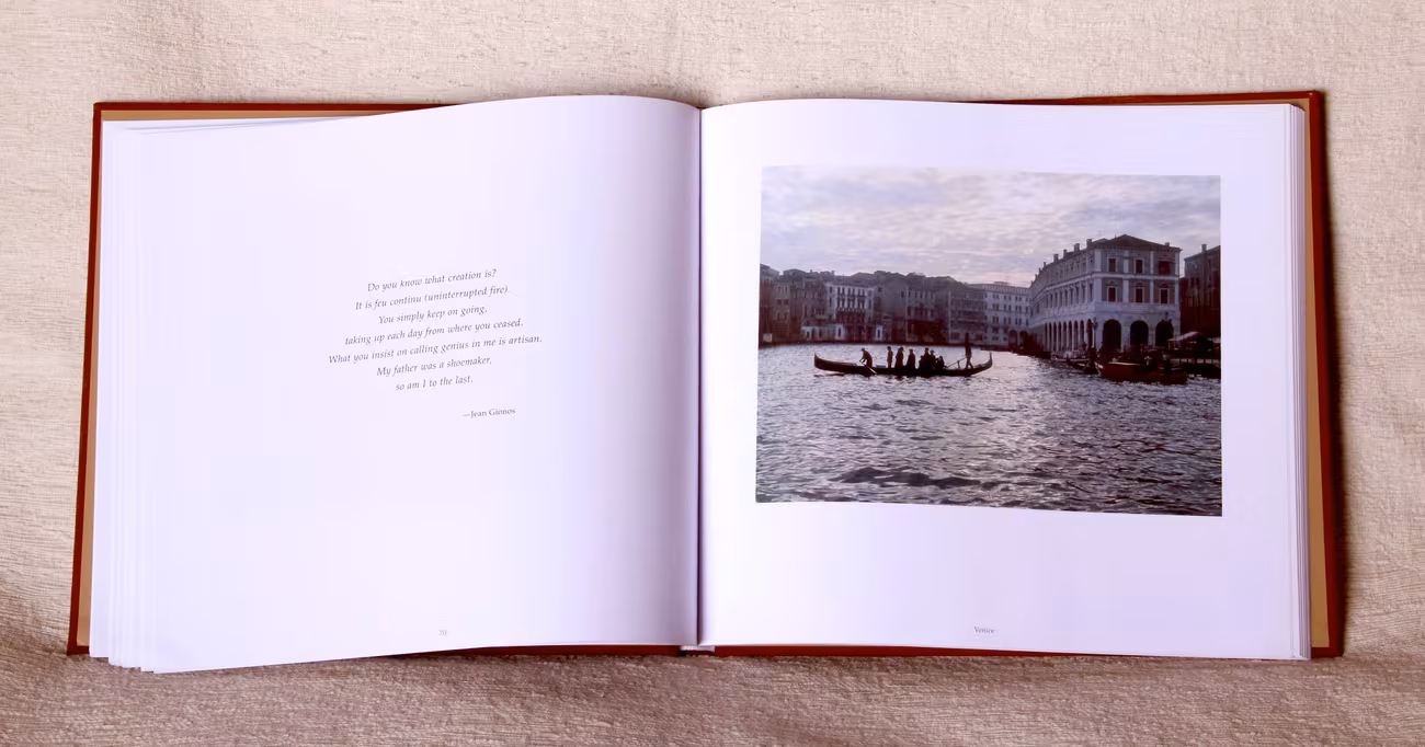 A Turning Point spread — gondolas on the Grand Canal, facing Kent Nerburn