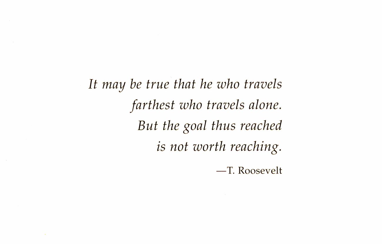 Doves card interior — passage from Theodore Roosevelt