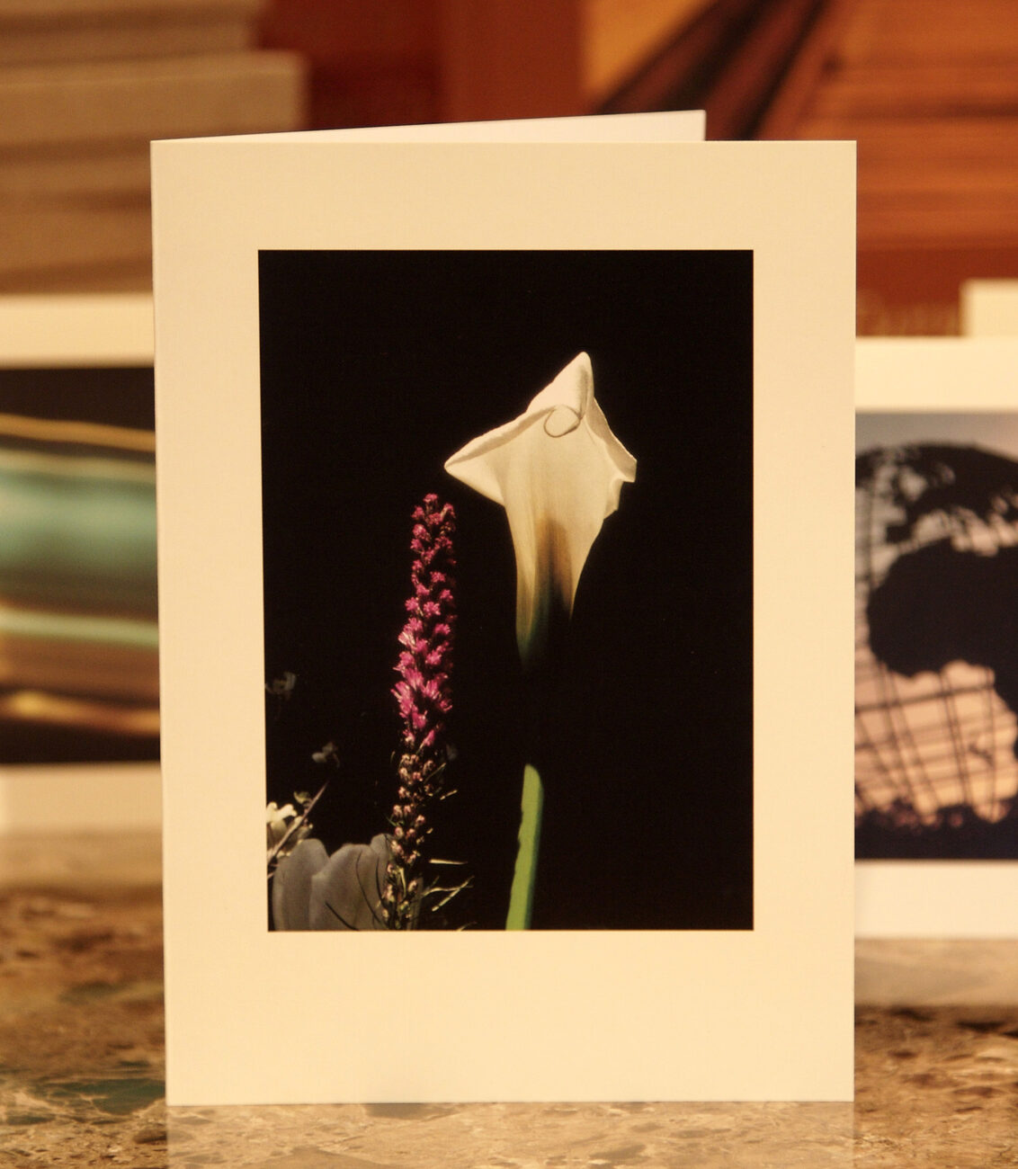 White Calalily card — calla lily and liatris