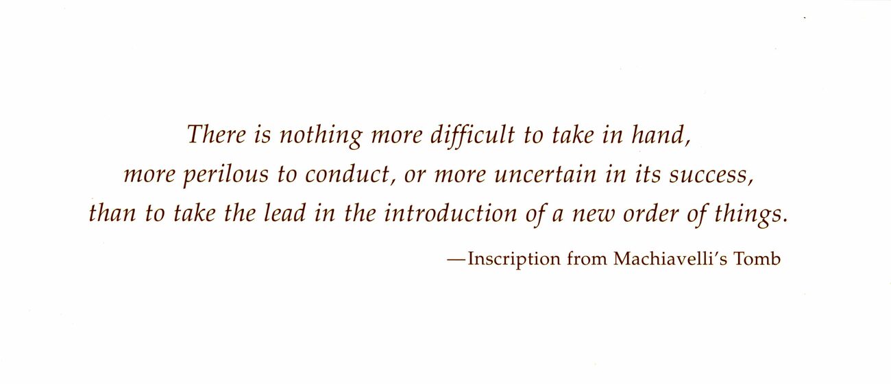 Liberty card interior — inscription from Machiavelli&rsquo;s tomb