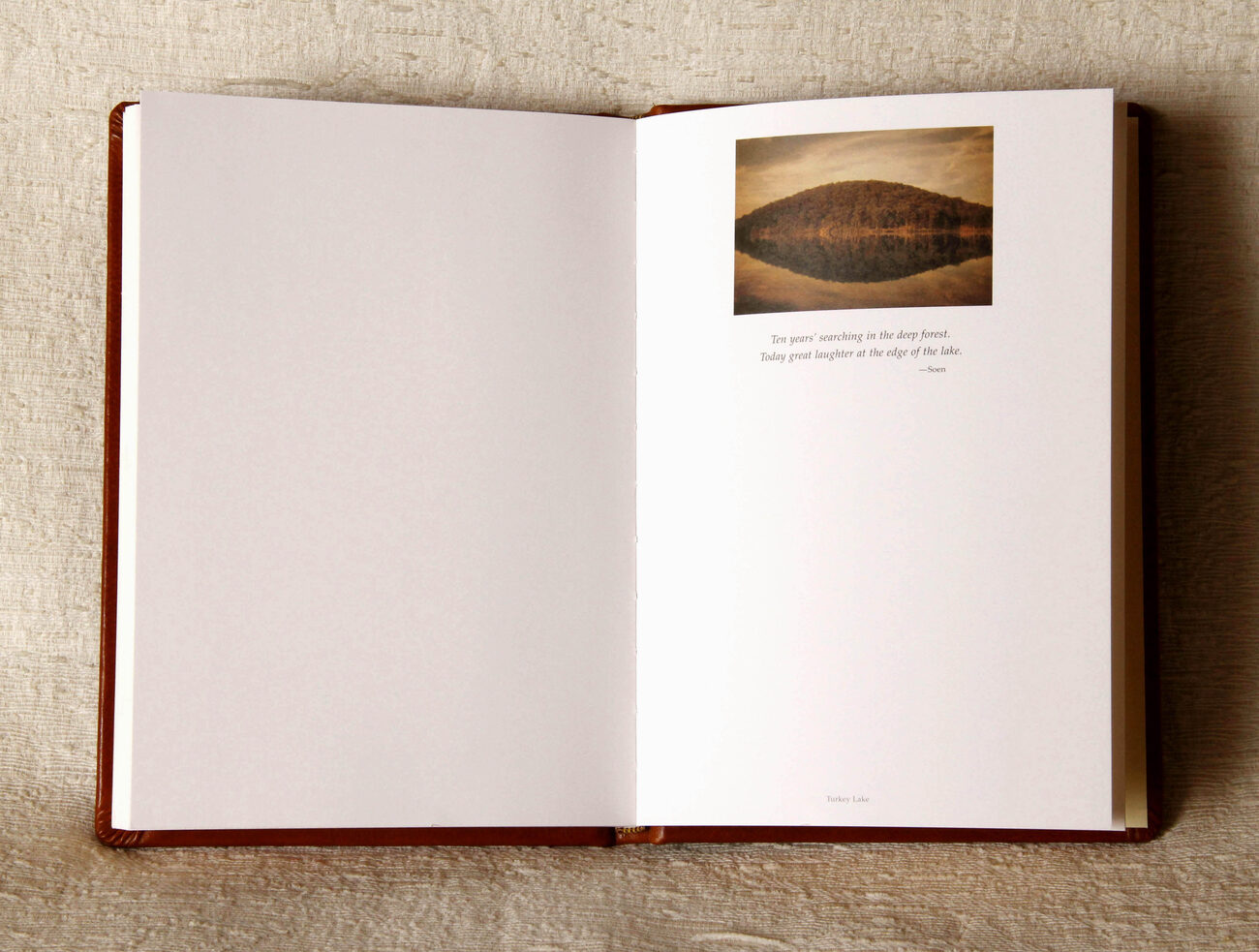 A Journal for Life — an opening, photograph and passage facing blank writing pages